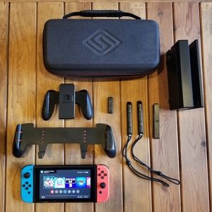 Nintendo Switch with Satisfye grip and case